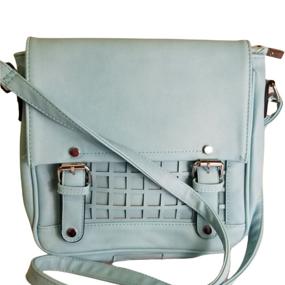 MODA Light Blue Crossbody Purse Satchel Bag Never Used 9.5"